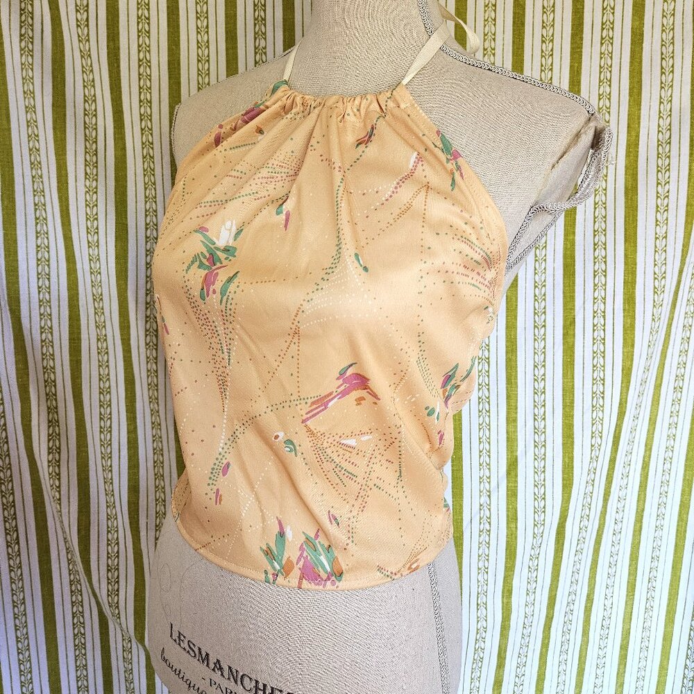 Size M Retro Yellow Halter Top NEW
